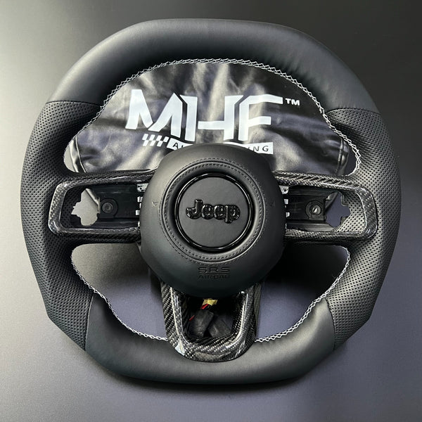 2018+ JT / JL “White Accent” Carbon Jeep Wrangler Steering Wheel