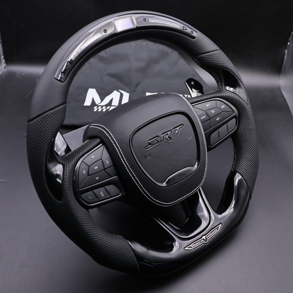 2014-2021 Jeep TrackHawk Black White Accent Stitching Steering Wheel