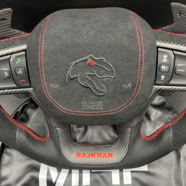 2021+ Dodge RAM Carbon Alcantara Red Accent “TRX” Steering Wheel
