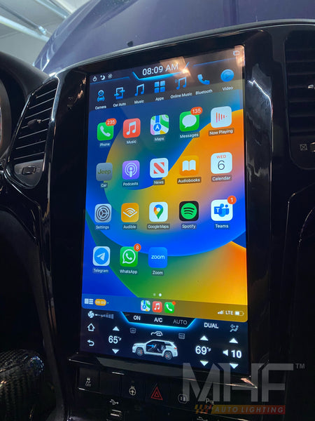 2011-2021 Piano Black 13.6" VERTICAL SCREEN ANDROID 10 NAVIGATION RADIO FOR JEEP GRAND CHEROKEE
