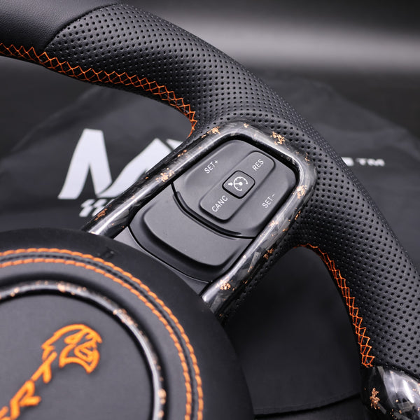 2018+ JT / JL “Orange Accent Forged Carbon” Jeep Wrangler Steering Wheel