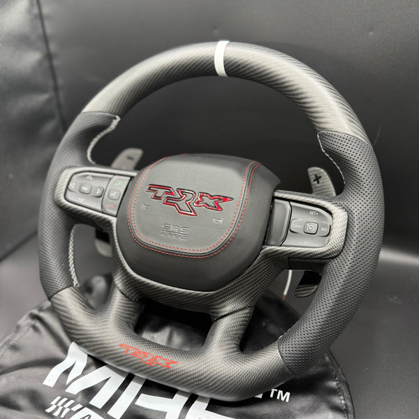 2021+ Dodge RAM Carbon White Accent “TRX” Steering Wheel