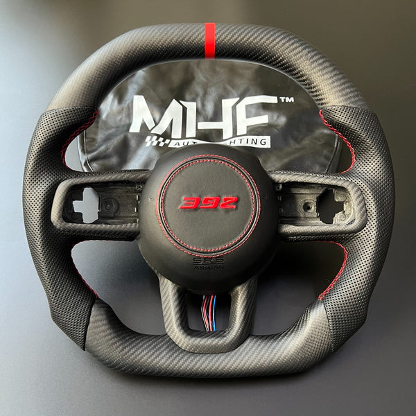 2018-2024 JT / JL Black Accent Matte Carbon Jeep 392 Wrangler Steering Wheel