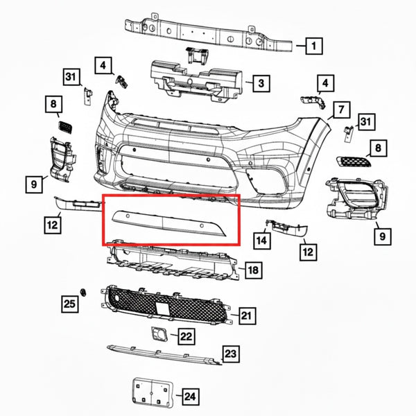 2017-2021 JEEP GRAND CHEROKEE FRONT BUMPER CARBON FASCIA APPLIQUE
