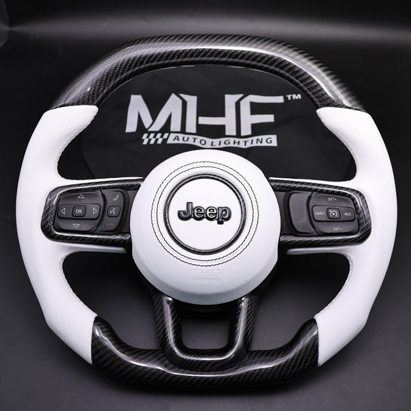 2018-2024 JT / JL “White Leather Jeep Wrangler Steering Wheel