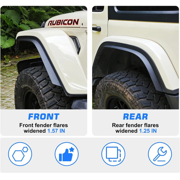 18-24 JEEP WRANGLER MHF WHEEL OPENING SPAT FLARE EXTENSIONS (4)PC