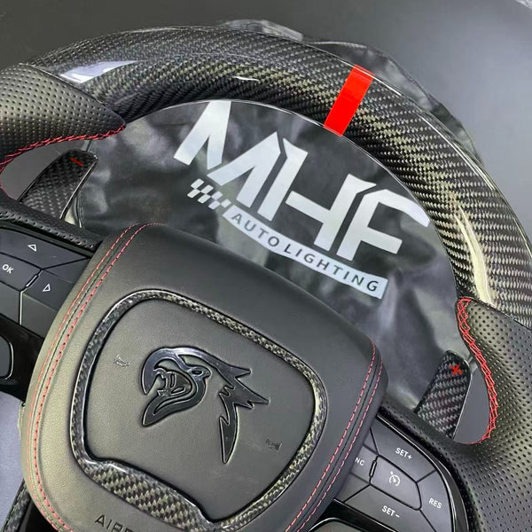 2018-2021 Carbon “Track Series” Red Accent Black Gloss TrackHawk Steering Wheel