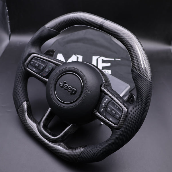 2018-2024 JT / JL “Black Accent Gloss Carbon Jeep Wrangler Steering Wheel