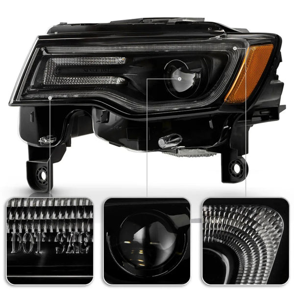 2017-2021 Jeep Grand Cherokee Black Housing Bi-Xenon Headlamps Only