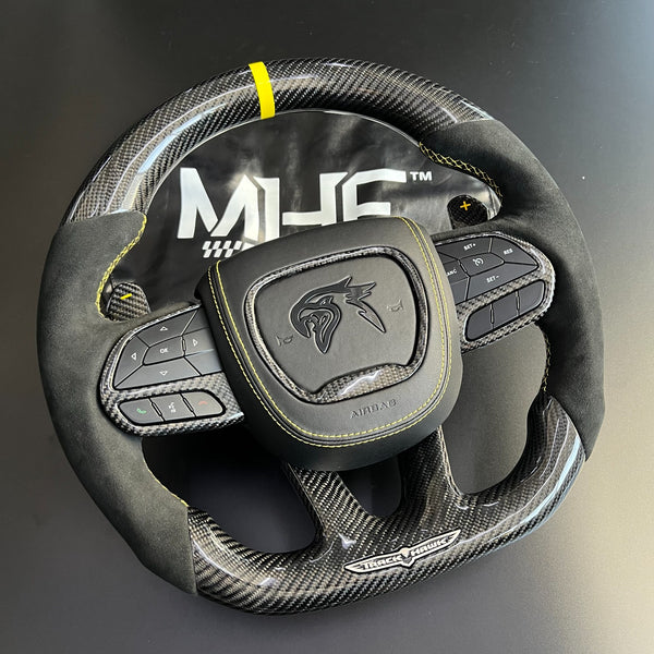 2018-2021 Carbon “Track Series” Yellow Accent TrackHawk Steering Wheel