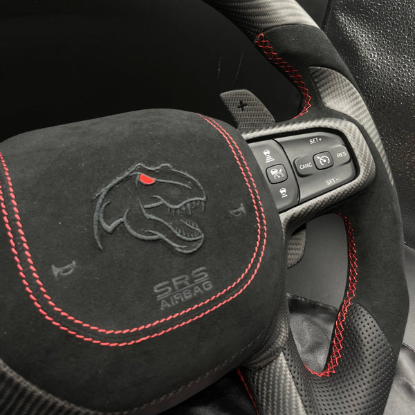 2021+ Dodge RAM Carbon Alcantara Red Accent “TRX” Steering Wheel
