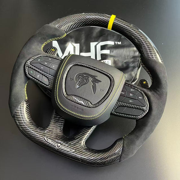 2018-2021 Carbon “Track Series” Yellow Accent TrackHawk Steering Wheel