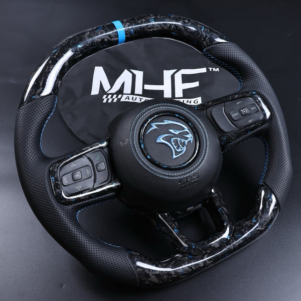 2018+ JT / JL “Light Blue Forged Carbon” Jeep Wrangler Steering Wheel