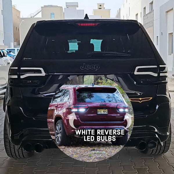 Clear LED Tail Lamps Painted Gloss Black Design 2014-2021 Jeep WK2