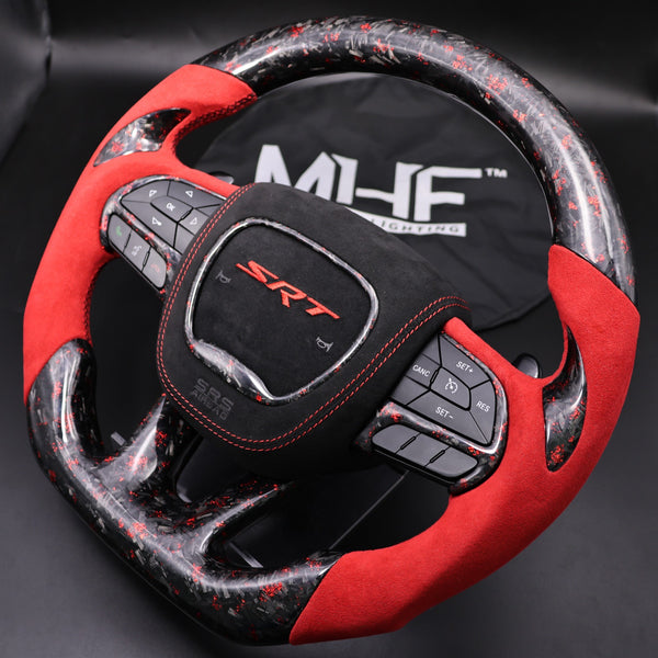 2014-2021 Forged Carbon Red Flake Alcantara SRT Steering Wheel