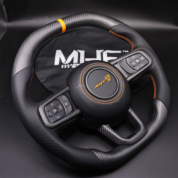 2018-2024 JT / JL “Orange Accent Leather Demon  Wrangler Steering Wheel