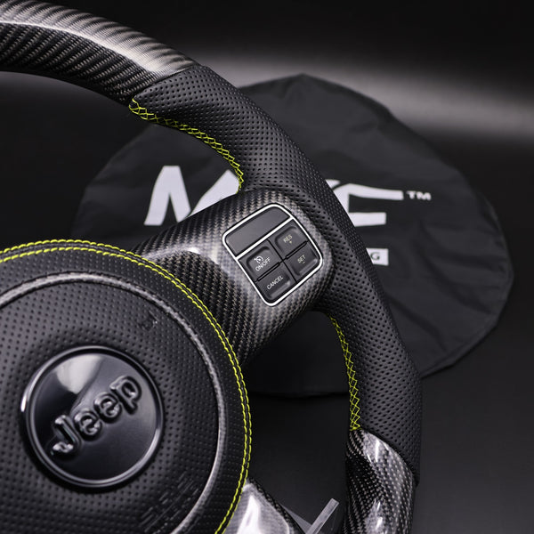 2011-2017 JK Wrangler Carbon Yellow Accent Steering Wheel