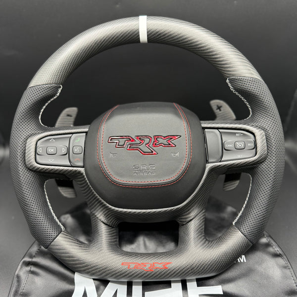 2021+ Dodge RAM Carbon White Accent “TRX” Steering Wheel