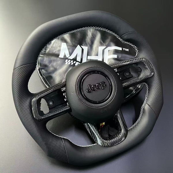 2018+ JT / JL “White Accent” Carbon Jeep Wrangler Steering Wheel