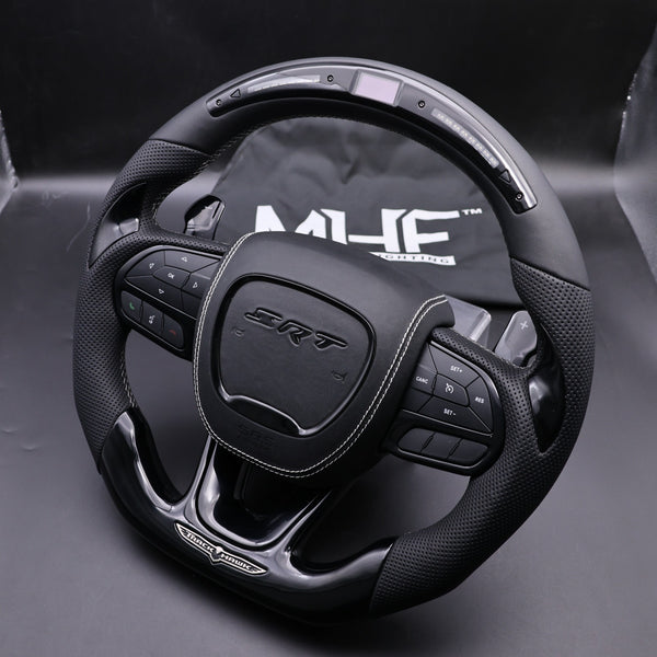 2014-2021 Jeep TrackHawk Black White Accent Stitching Steering Wheel