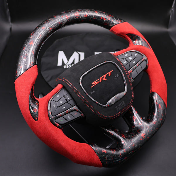 2014-2021 Forged Carbon Red Flake Alcantara SRT Steering Wheel