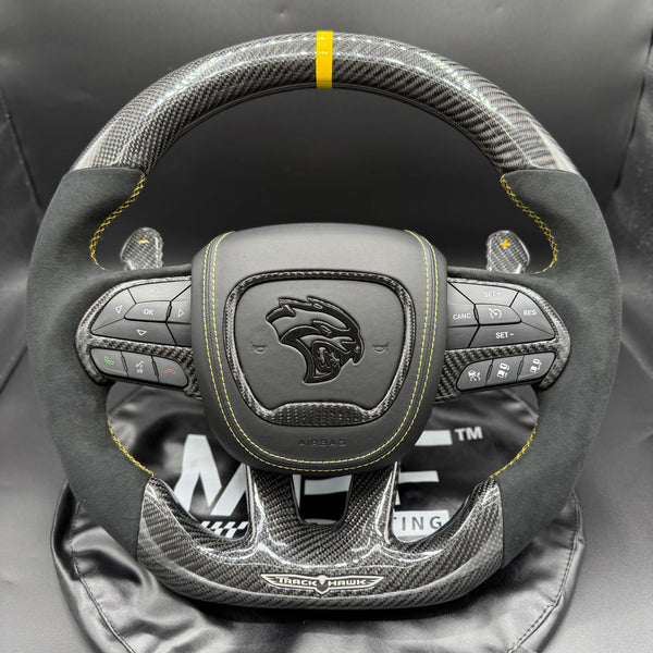 2018-2020 Carbon “Track Series” Yellow Accent TrackHawk Steering Wheel