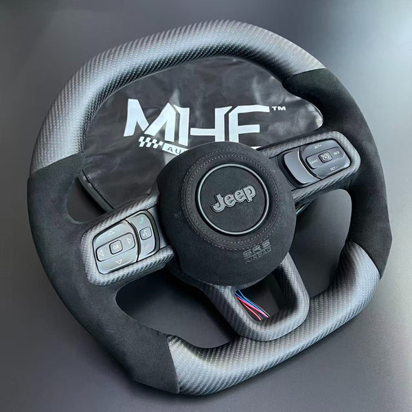 2018+ JT / JL Black Accent Matte Carbon Jeep Wrangler Steering Wheel