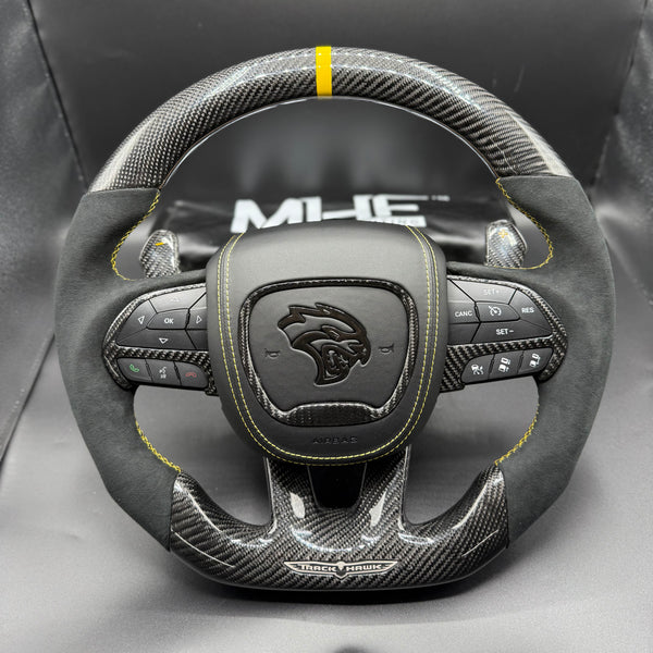 2018-2020 Carbon “Track Series” Yellow Accent TrackHawk Steering Wheel