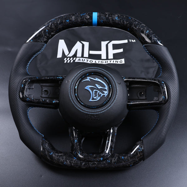 2018+ JT / JL “Light Blue Forged Carbon” Jeep Wrangler Steering Wheel