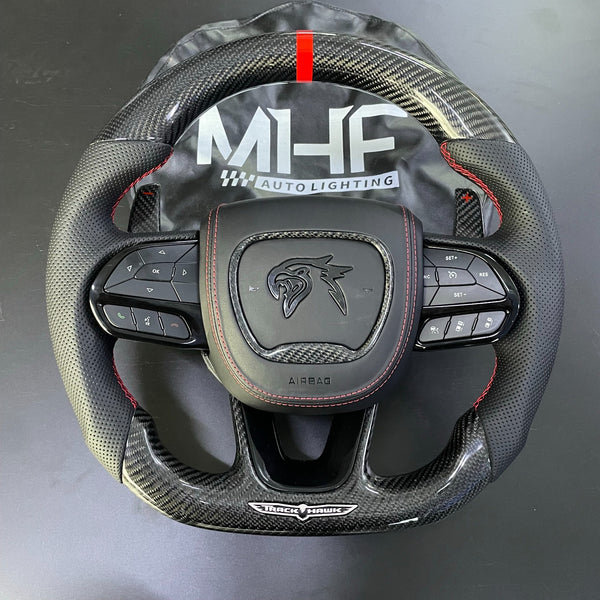 2018-2021 Carbon “Track Series” Red Accent Black Gloss TrackHawk Steering Wheel