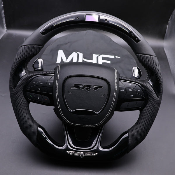 2014-2021 Jeep TrackHawk Black White Accent Stitching Steering Wheel