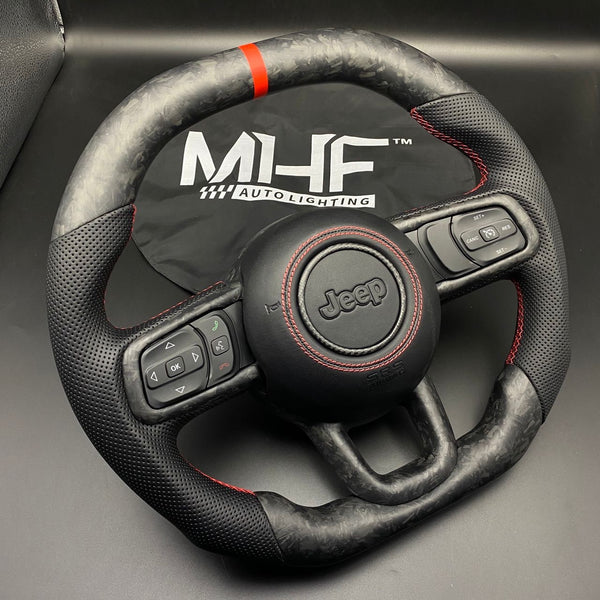 2018+ JT / JL “Red Accent Forged Carbon” Jeep Wrangler Steering Wheel