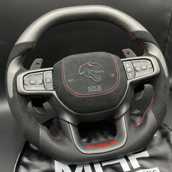 2021+ Dodge RAM Carbon Alcantara Red Accent “TRX” Steering Wheel