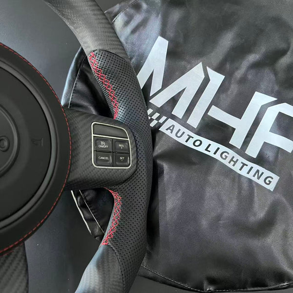 2011-2017 JK Wrangler Carbon Black Leather Accent Steering Wheel