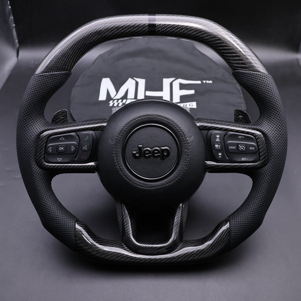2018-2024 JT / JL “Black Accent Gloss Carbon Jeep Wrangler Steering Wheel