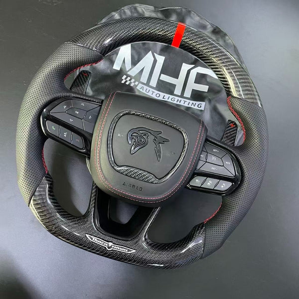 2018-2021 Carbon “Track Series” Red Accent Black Gloss TrackHawk Steering Wheel