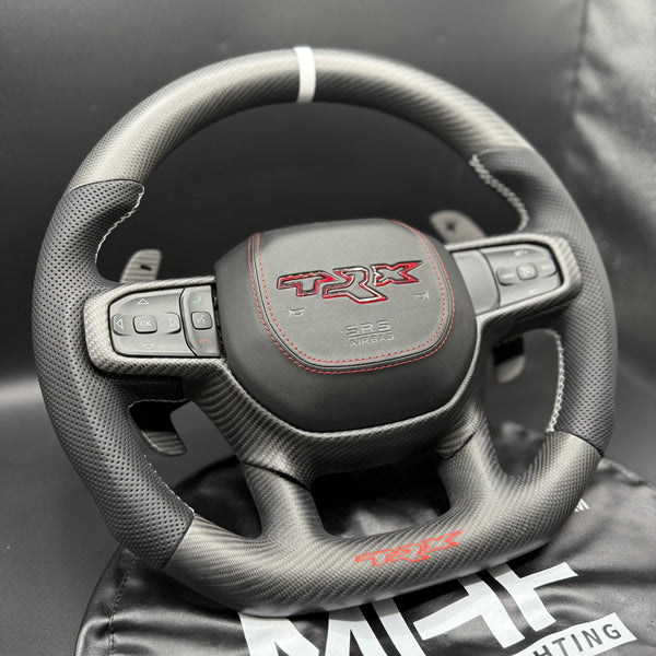 2021+ Dodge RAM Carbon White Accent “TRX” Steering Wheel