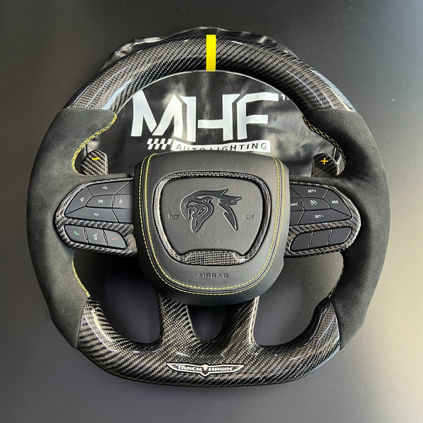 2018-2021 Carbon “Track Series” Yellow Accent TrackHawk Steering Wheel