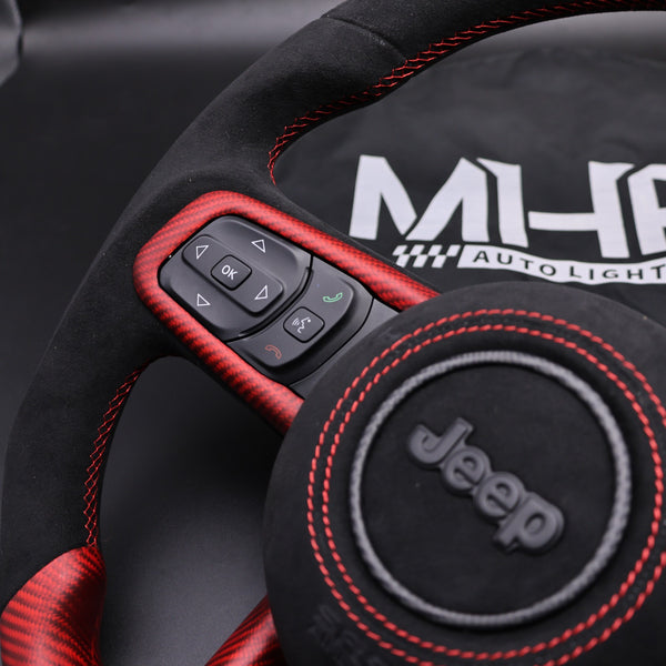 2018-2024 JT / JL “Red Accent Alcantara Jeep Wrangler Steering Wheel