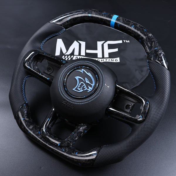 2018+ JT / JL “Light Blue Forged Carbon” Jeep Wrangler Steering Wheel