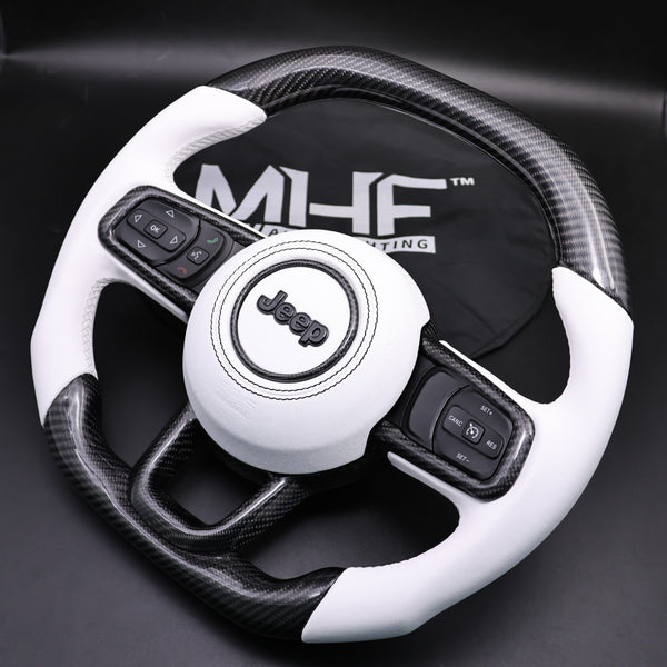 2018-2024 JT / JL “White Leather Jeep Wrangler Steering Wheel