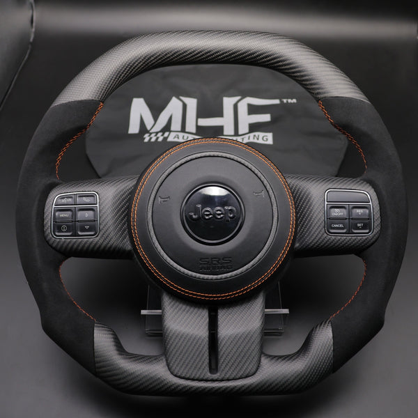 2011-2017 JK Wrangler Matte Carbon Orange Accent Steering Wheel