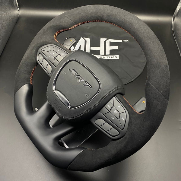 2014-2021 Matte Black Orange Accent Alcantara “SRT Demon Style”  Steering Wheel