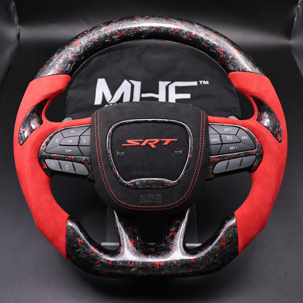 2014-2021 Forged Carbon Red Flake Alcantara SRT Steering Wheel