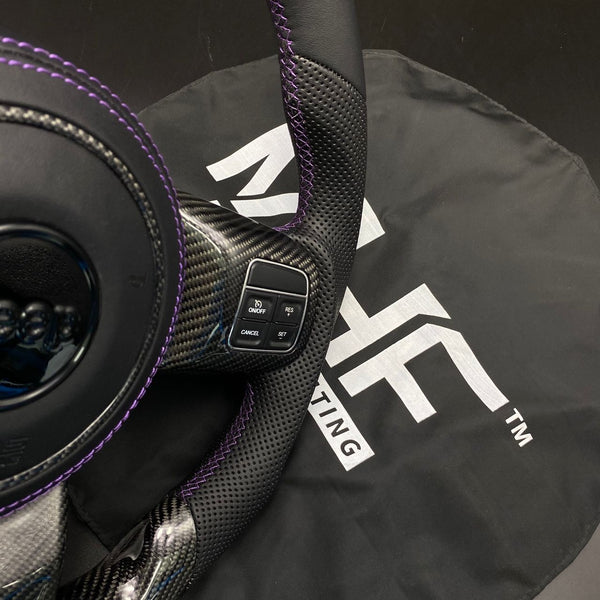 2011-2017 JK Wrangler Leather + Purple Carbon Accent Steering Wheel