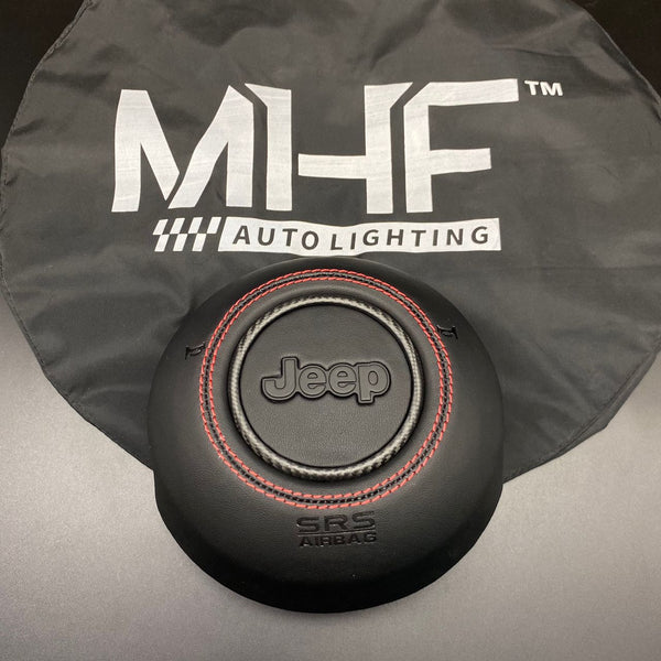 2018-2023 Jeep Wrangler Red Stitch Carbon Ring JT / JL Airbag Cover