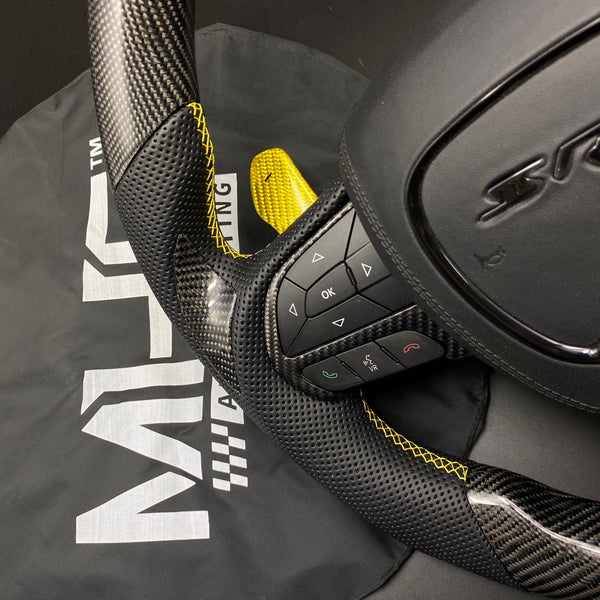2018-2020 Carbon “Track Series” Yellow Carbon Accent TrackHawk Steering Wheel