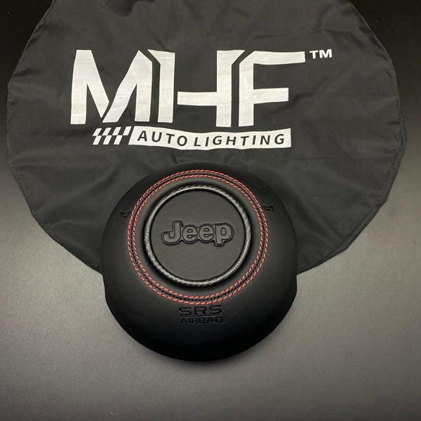 2018-2023 Jeep Wrangler Red Stitch Carbon Ring JT / JL Airbag Cover