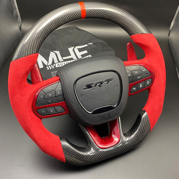 2014-2021 Red Alcantara Jeep Dodge Carbon SRT Steering Wheel