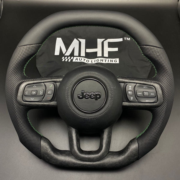 2018-2024 JT / JL “Remington Green” Matte Forged Carbon Jeep Wrangler Steering Wheel